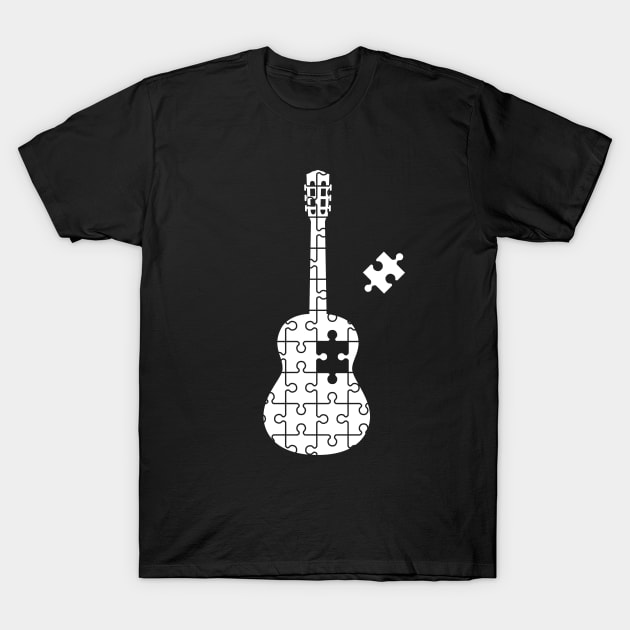 Puzzle Classical Guitar Silhouette T-Shirt by nightsworthy